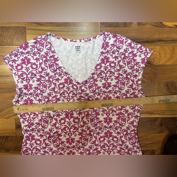 Title Nine Pink White Floral Stretch Dress Size Large Activewear Travel - Picture 3 of 6